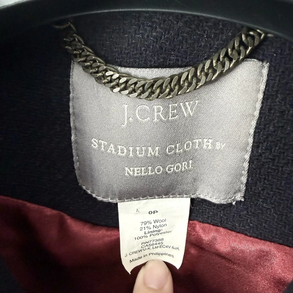 J. Crew Navy Double-Breasted Peacoat with Gold Buttons-0P - Picture 2 of 5